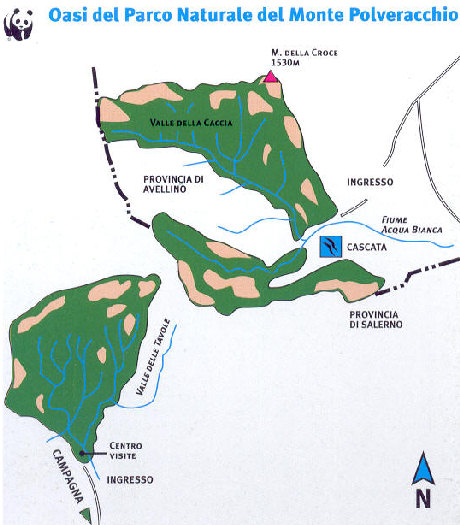 Cartina dell'Oasi del Parco Naturale del Monte Polveracchio