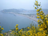 Veduta da Capo Miseno del Lago Miseno, spiaggia Miseno e Monte di Procida