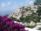 Positano con bouganville